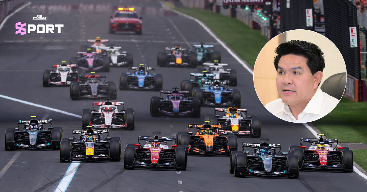 ภาพสุรศักดิ์ พันธ์เจริญวรกุล รมว.ท่องเที่ยวและกีฬา แถลงประเมินความคุ้มค่าจัด F1 Thailand GP