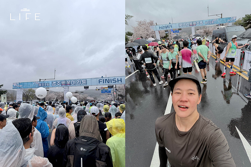 นักวิ่งมาราธอนวิ่งท่ามกลางดอกพ็อดกด (Cherry Blossom) บานสะพรั่งที่เมืองคยองจู ประเทศเกาหลีใต้ 4