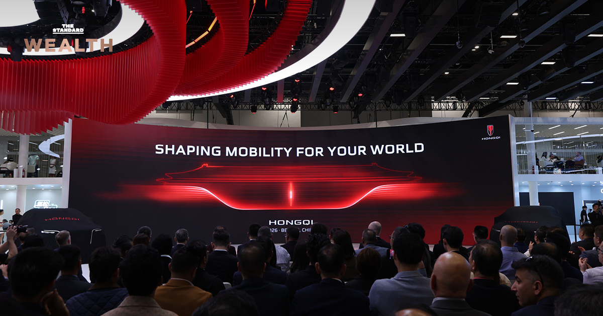 ภาพบรรยากาศบูธ HONGQI แบรนด์รถหรูของจีนภายในงาน Auto China 2026 เตรียมเปิดตัวในไทย