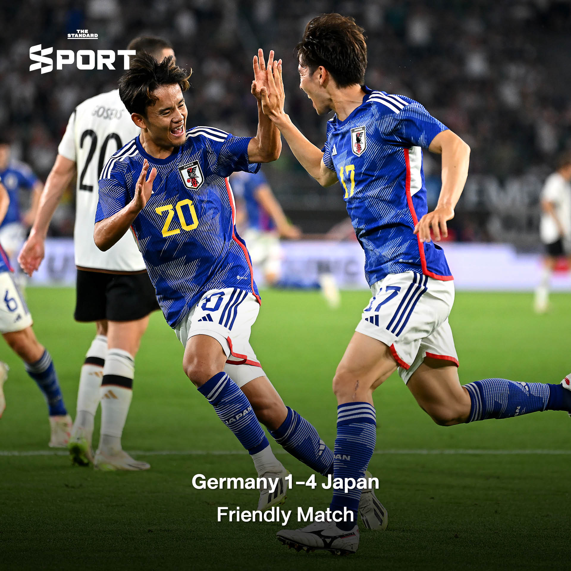 ภาพนักฟุตบอลทีมชาติญี่ปุ่น แสดงความดีใจ สื่อถึงฟอร์มการเล่นที่โดดเด่นและพร้อมลุ้นแชมป์โลก 2026 4