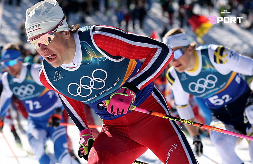 โยฮันเนส ฮอสโฟลต เคลโบ นักสกีโอลิมปิกชาวนอร์เวย์ กำลังแข่งขันสกีครอสคันทรีด้วยความมุ่งมั่น 1