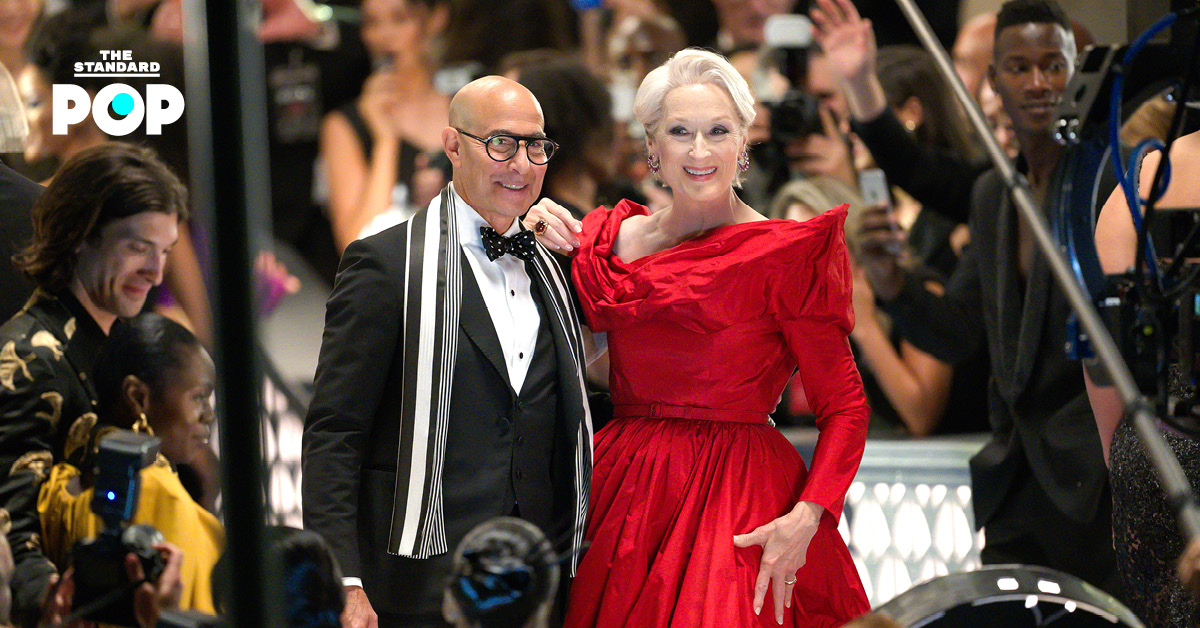 เมอรีล สตรีป และ สแตนลีย์ ทุชชี ขณะถ่ายทำภาพยนตร์ The Devil Wears Prada 2