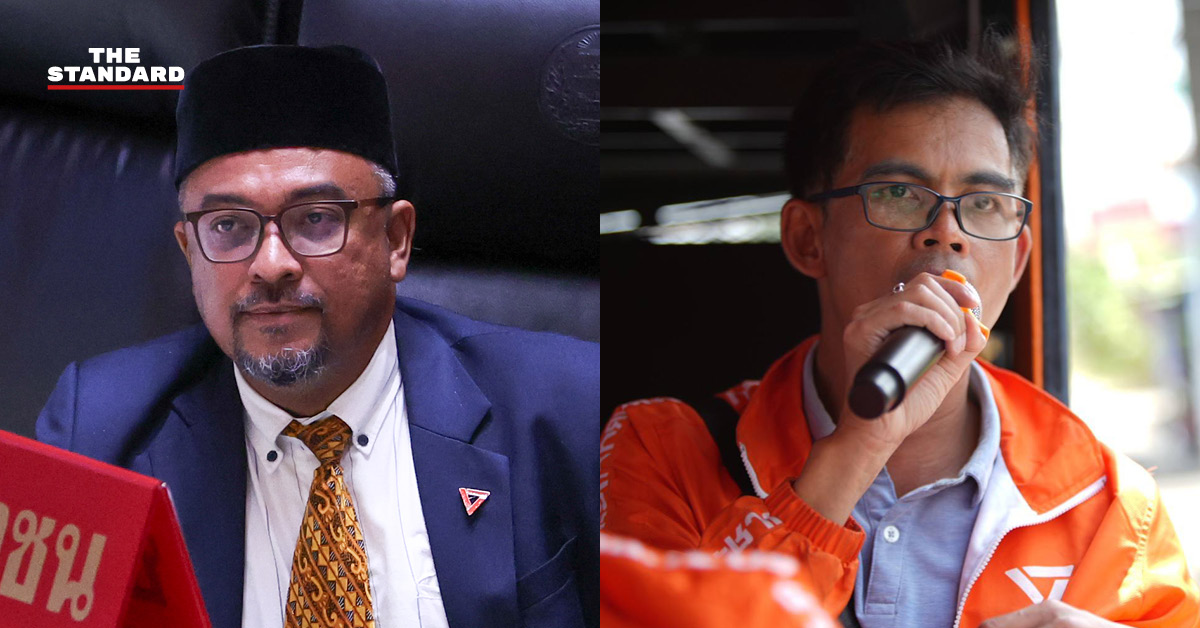 สส. พรรคประชาชน สองคนกำลังแถลงข่าวโต้วาทะแม่ทัพภาคที่ 4 ปมลอบสังหาร สส.