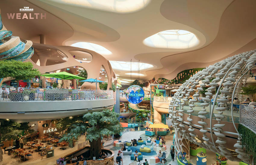 ภาพจำลองโครงการ NEXTOPIA ของสยามพิวรรธน์ ซึ่งเป็นเมืองต้นแบบแห่งโลกอนาคตที่เน้นความยั่งยืนและสร้างกำไร โดยมี ชฎาทิพ จูตระกูล เป็นผู้นำเสนอแนวคิด 1