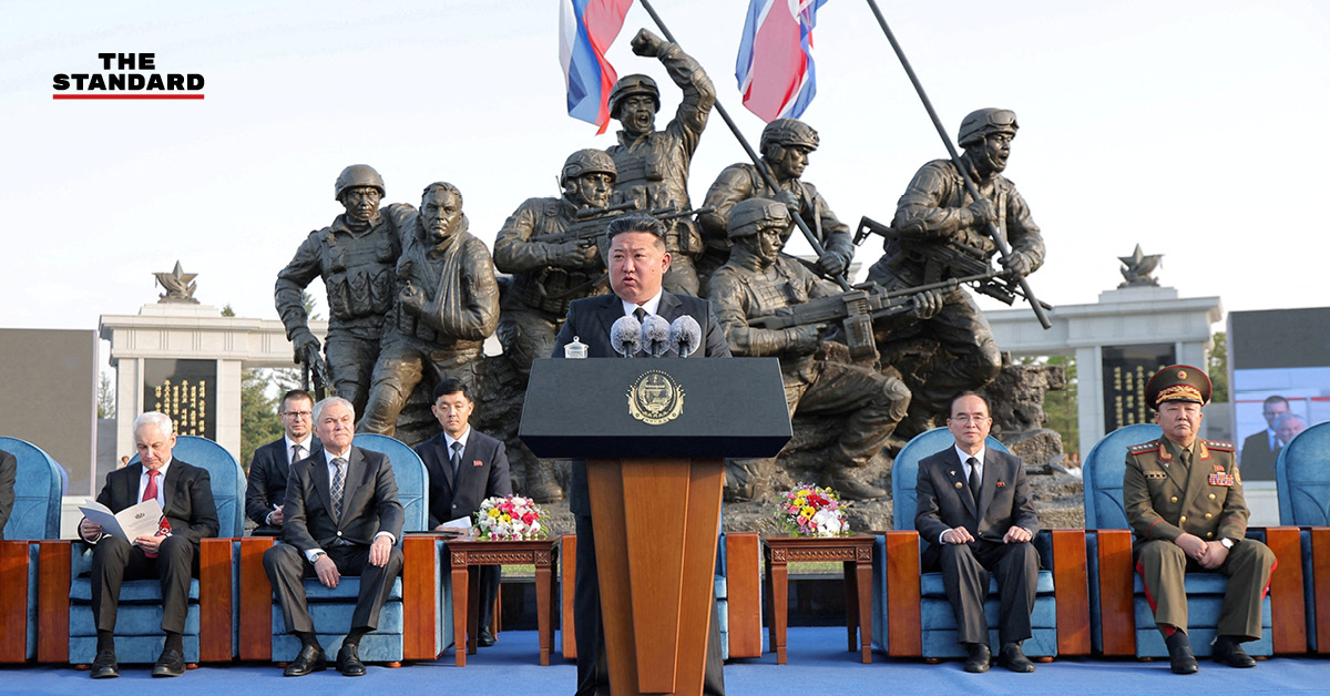 คิม จองอึน ผู้นำเกาหลีเหนือ ร่วมพิธีเปิดพิพิธภัณฑ์รำลึกทหาร เกาหลีเหนือ ที่เสียชีวิตในสงคราม ยูเครน ณ กรุงเปียงยาง