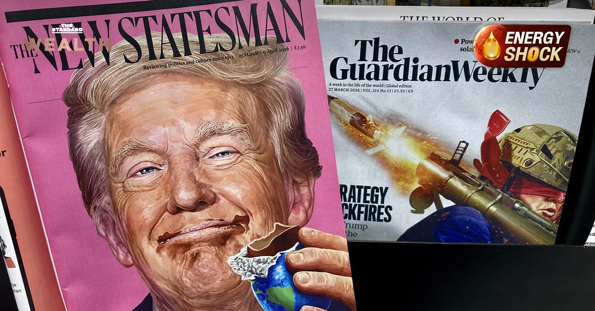 ภาพประกอบลูกโลกกับกราฟแสดงผลกระทบวิกฤตน้ำมันและสงครามน้ำต่อเศรษฐกิจโลก