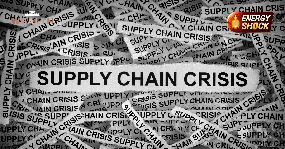 ภาพแถบหนังสือพิมพ์มีข้อความ 'Supply Shock' และคำเตือน ส.อ.ท. เกี่ยวกับวิกฤตภาคผลิตไทยจากสถานการณ์ตะวันออกกลาง