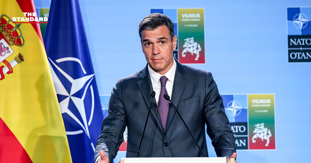 ภาพธงชาติ สหรัฐฯ และ สเปน สัญลักษณ์ความขัดแย้งใน NATO กรณี อิหร่าน