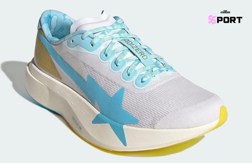 รองเท้า BAPE x adidas ADIZERO EVO SL สีฟ้าอ่อนและชมพูอ่อนแบบคู่สลับกัน 2