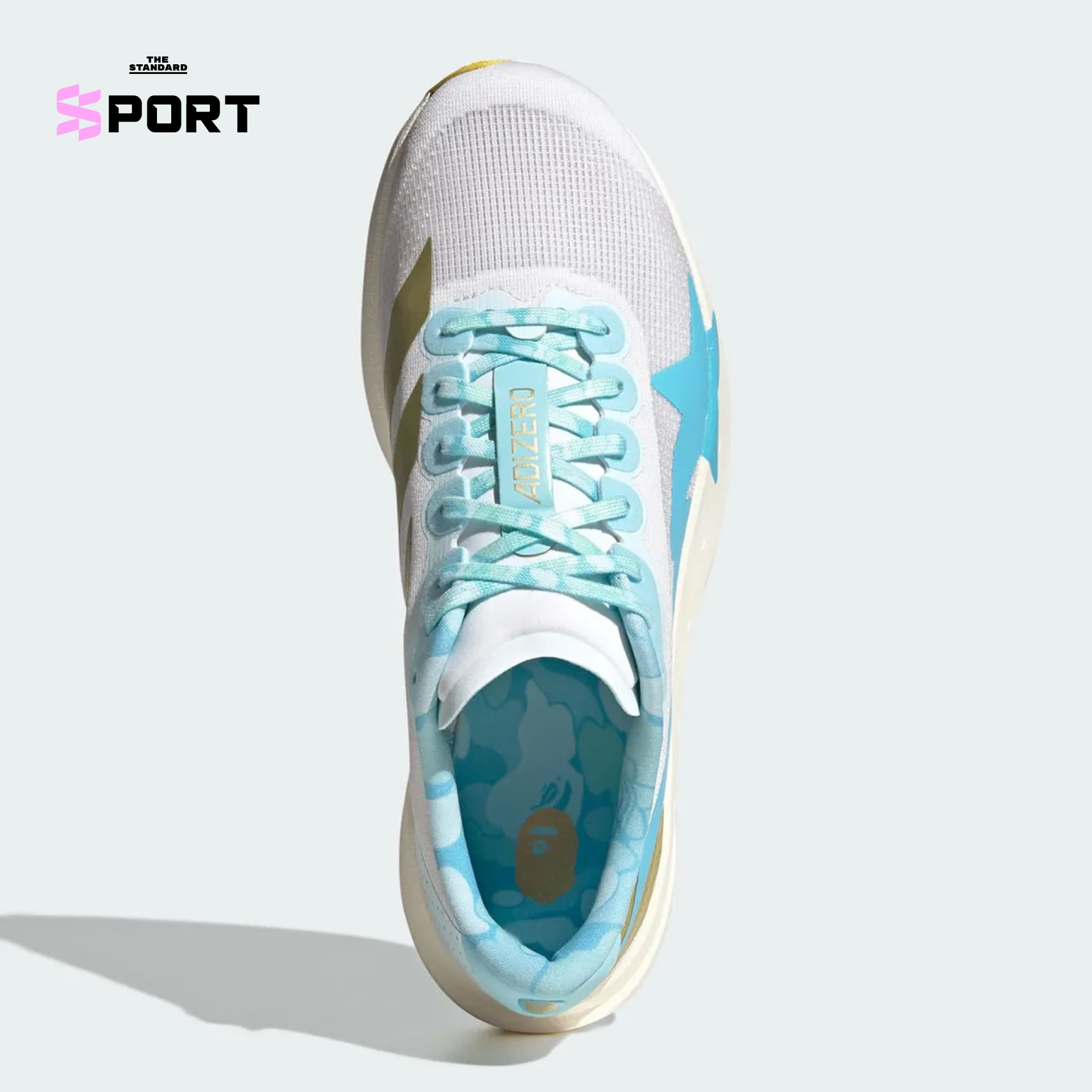 รองเท้า BAPE x adidas ADIZERO EVO SL สีฟ้าอ่อนและชมพูอ่อนแบบคู่สลับกัน 4