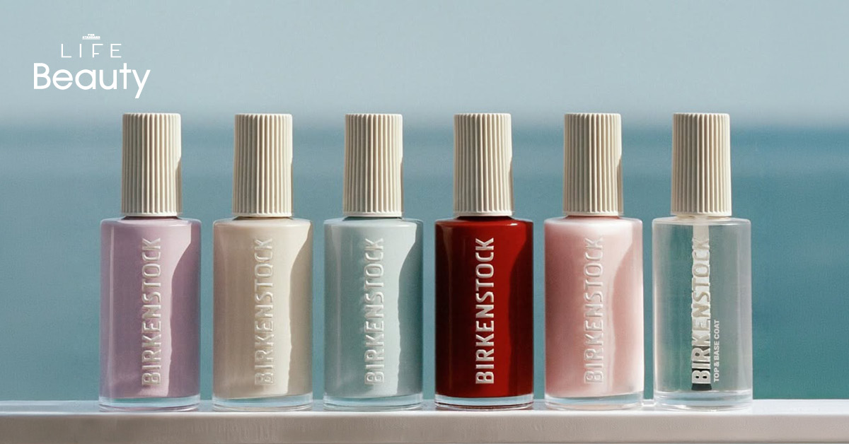 ภาพขวดยาทาเล็บ BIRKENSTOCK สูตร Plant-Based 5 เฉดสี พร้อม Top & Base Coat และ Nail Polish Remover