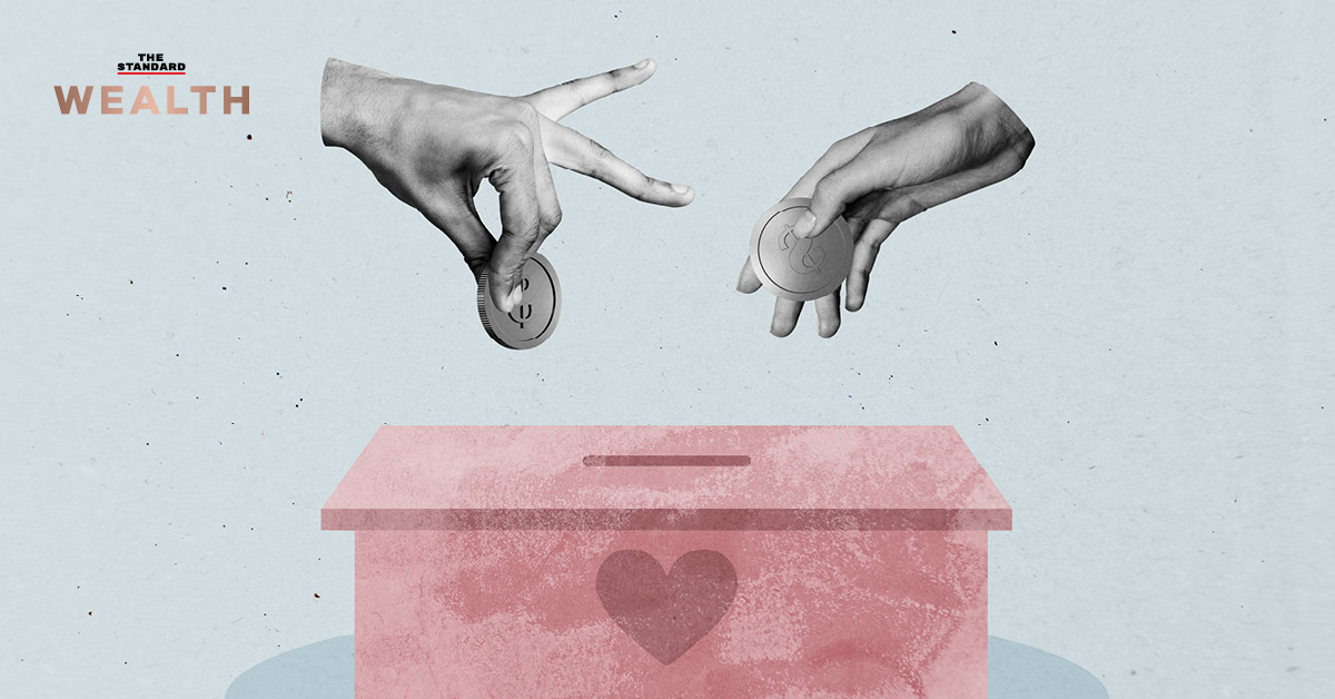 ภาพมือถือแสดงการบริจาคผ่านระบบดิจิทัล