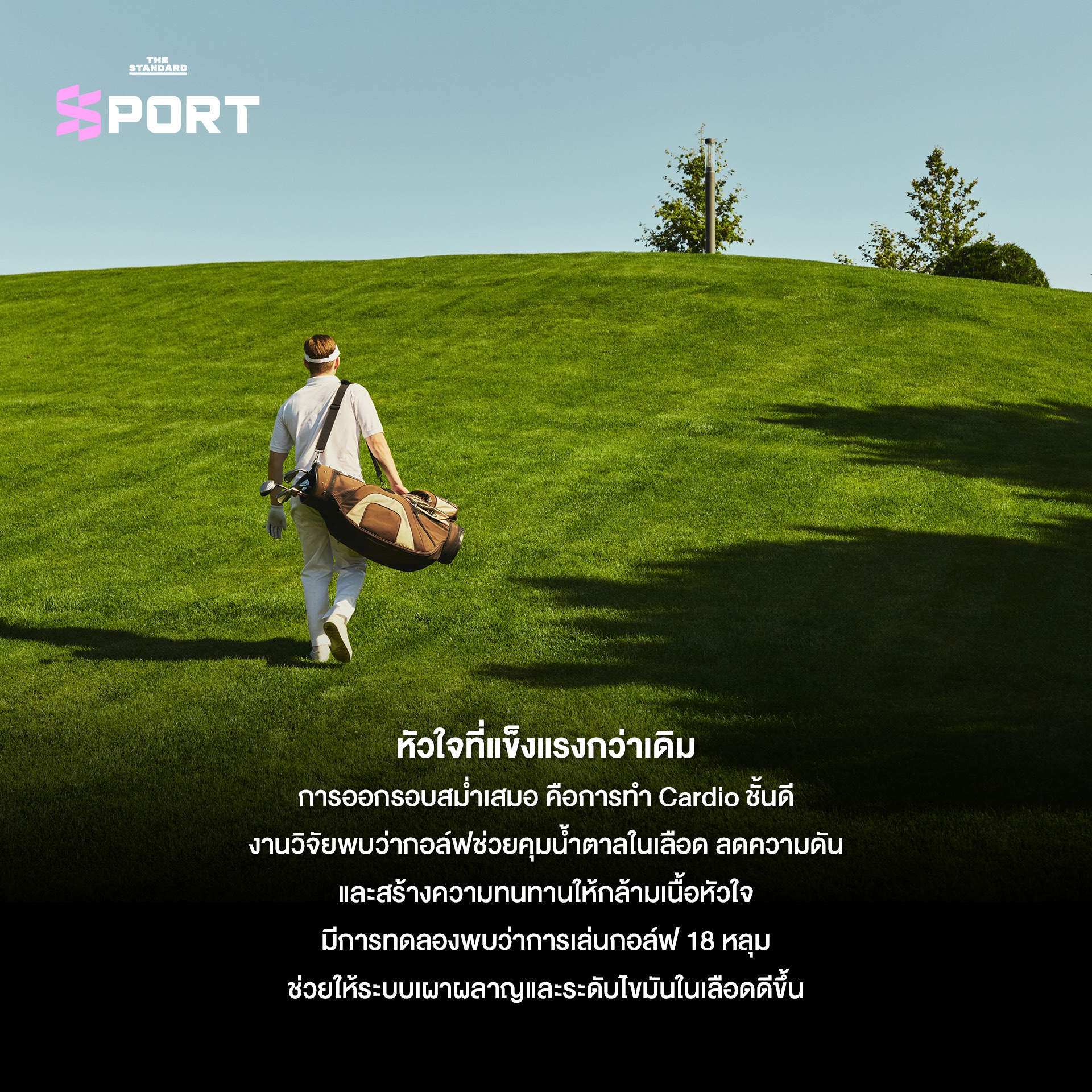 นักกอล์ฟกำลังสวิงไม้กอล์ฟในสนามสีเขียว 4