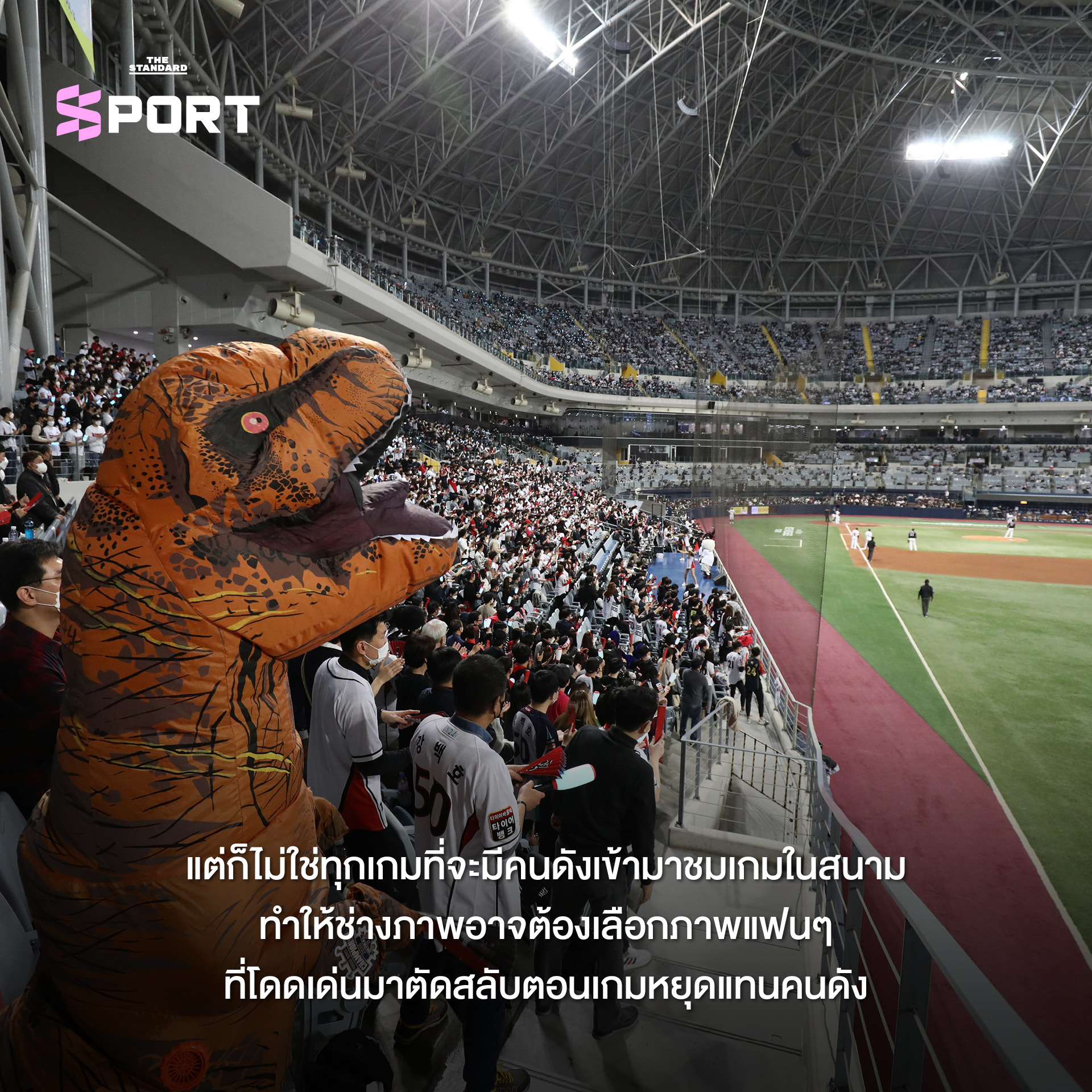 กลุ่มแฟนๆ กำลังชมการแข่งขันเบสบอลในสนาม 6