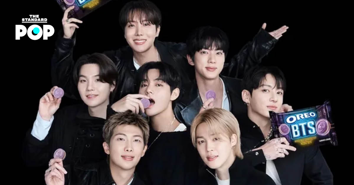 ภาพคุ้กกี้ OREO สีม่วงรสฮอตต็อกที่ร่วมมือกับวง BTS