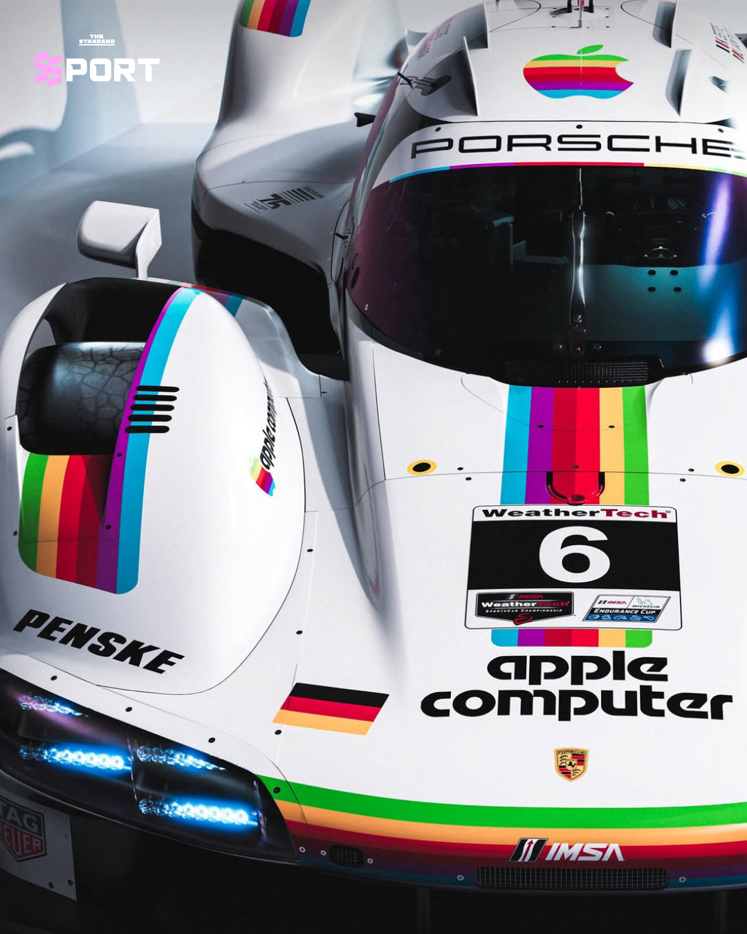 รถแข่ง Porsche 963 ลวดลาย Apple Computer สีเรโทร ลงแข่ง Laguna Seca 6