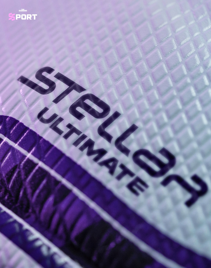 ลูกฟุตบอล PUMA STELLAR NITRO™ ULTIMATE ลวดลายสีชมพู เขียวอมฟ้า น้ำเงิน และม่วงเข้ม 3