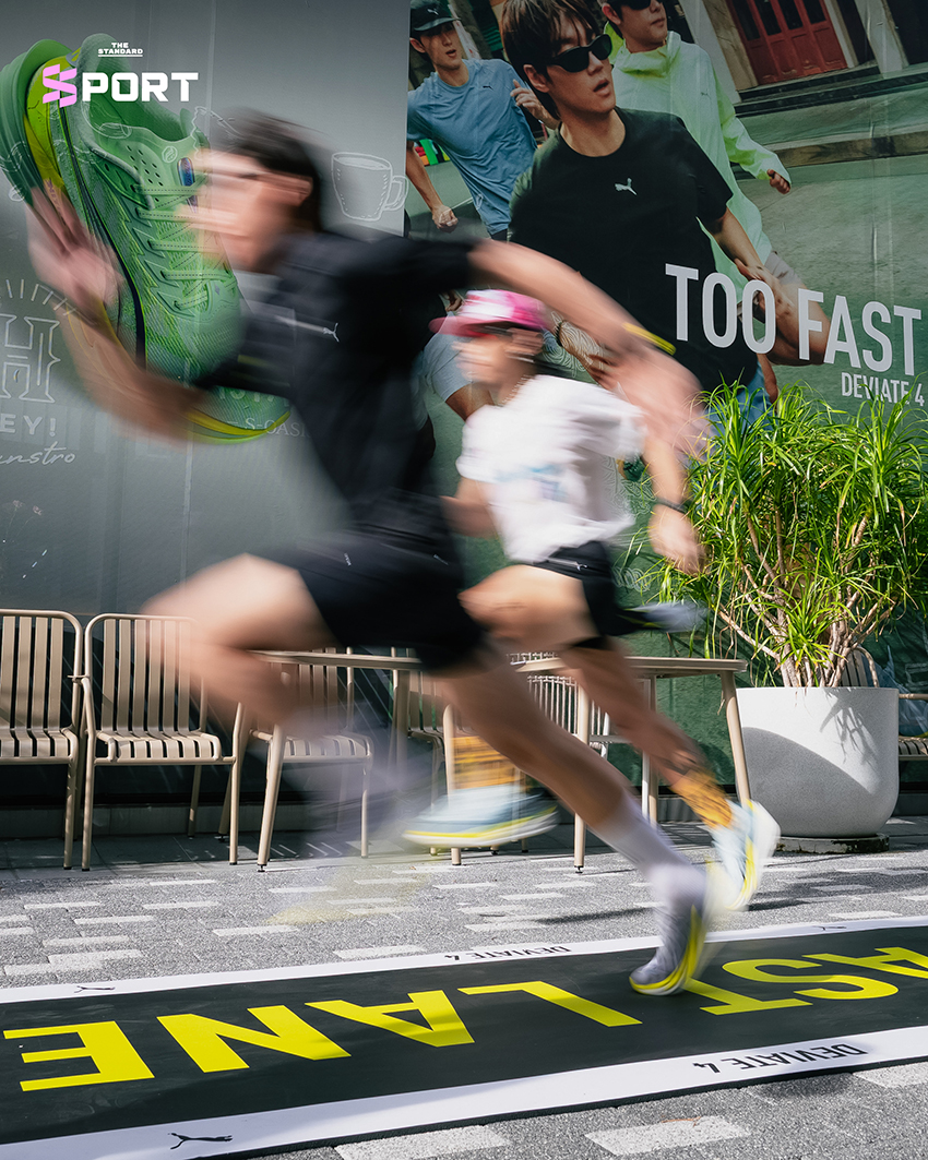 นักวิ่งกำลังทดสอบรองเท้า PUMA DEVIATE NITRO™ 4 ในกิจกรรม FAST LANE CHALLENGE 1