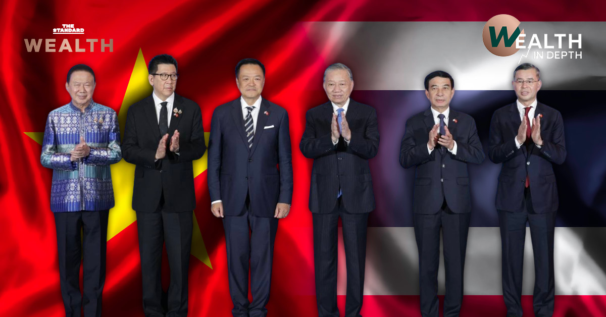 ภาพธงชาติไทยและเวียดนามคู่กัน สื่อถึงความร่วมมือทางเศรษฐกิจ