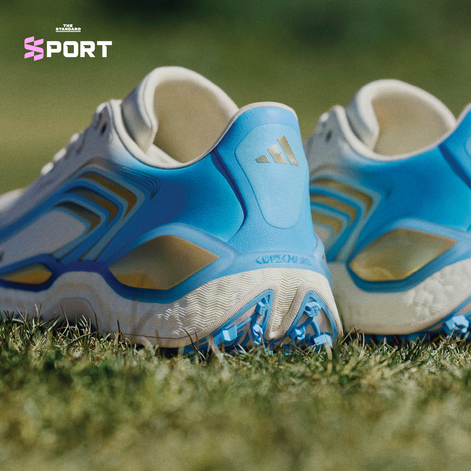 รองเท้ากอล์ฟ adidas CODECHAOS Messi รุ่นพิเศษ สีงาช้าง ทอง และฟ้าอ่อน 6