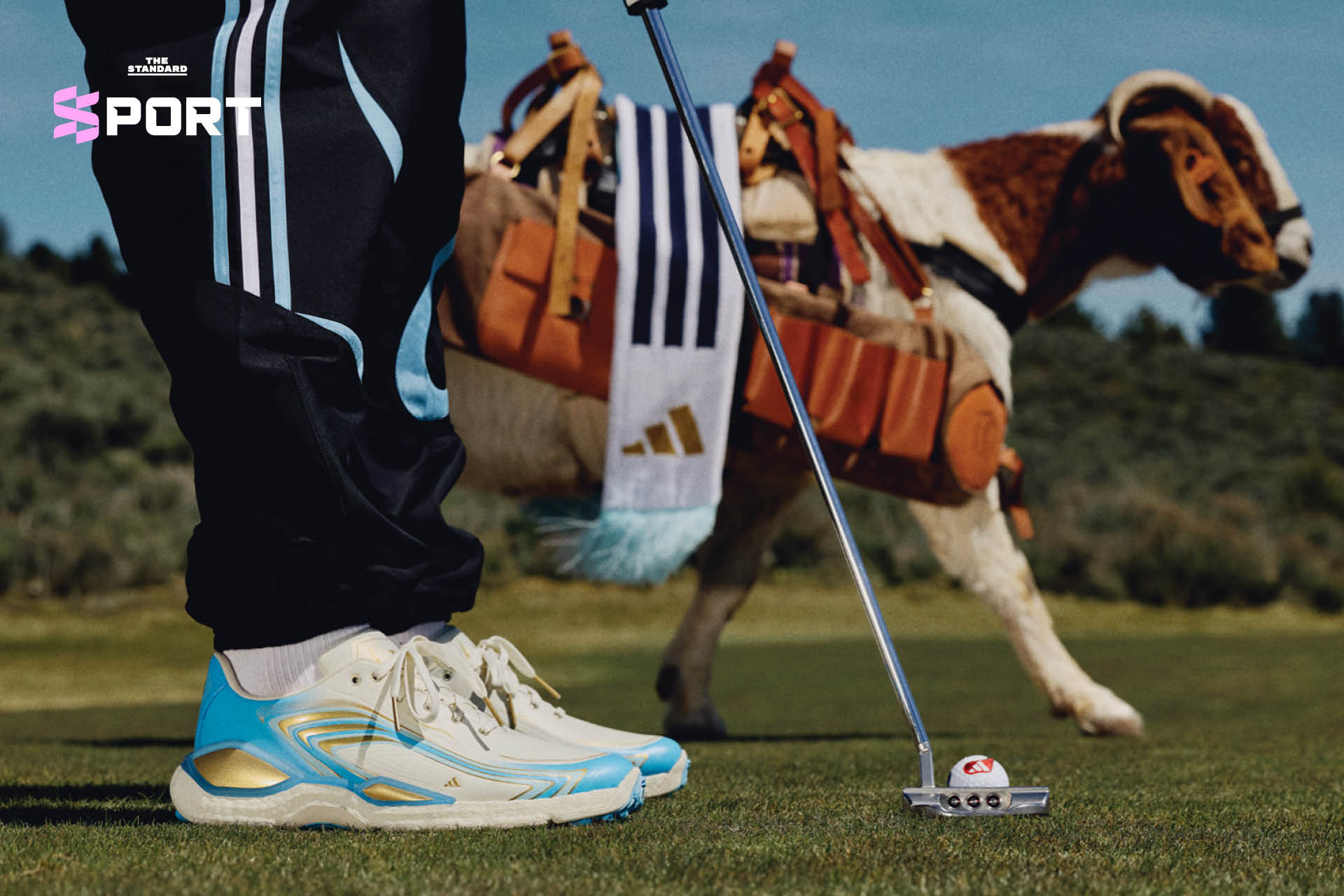 รองเท้ากอล์ฟ adidas CODECHAOS Messi รุ่นพิเศษ สีงาช้าง ทอง และฟ้าอ่อน 7