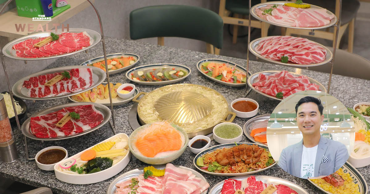 ภาพผู้บริหาร เรืองชาย สุพรรณพงศ์ พร้อมโลโก้บาร์บีคิวพลาซ่าและข้อความเกี่ยวกับกลยุทธ์ใหม่