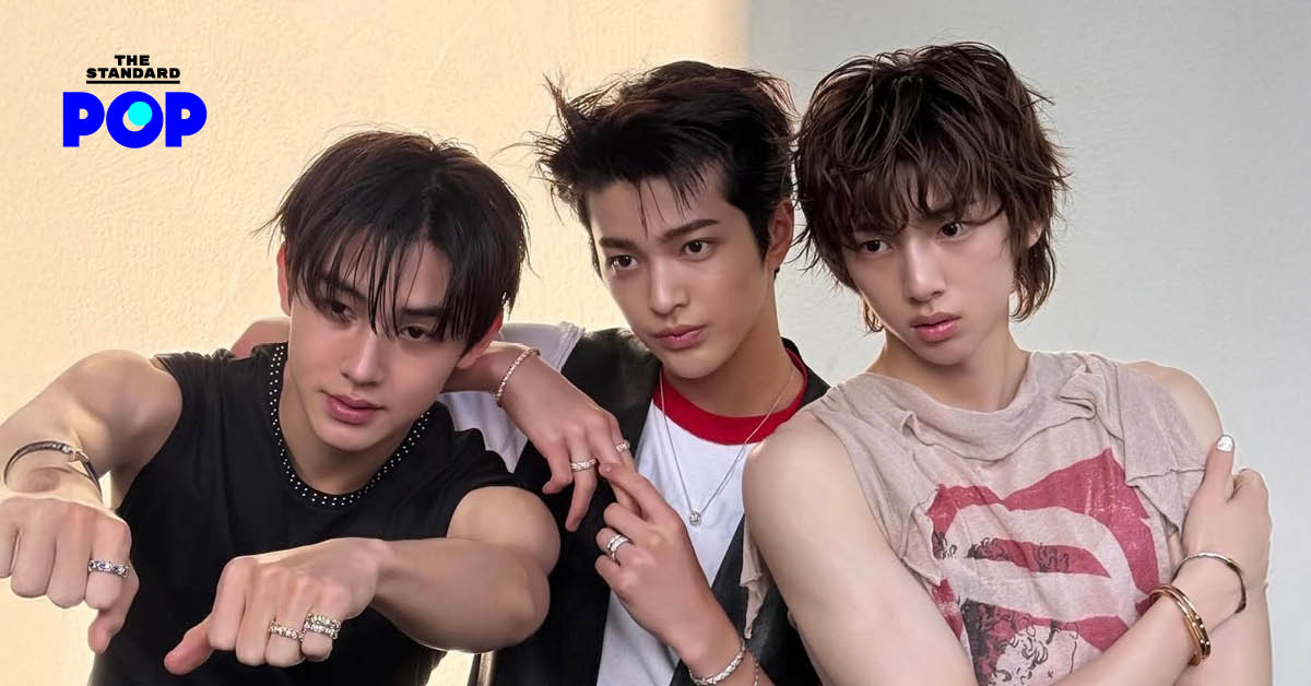 ภาพสมาชิกวง CORTIS สามคน ได้แก่ Seonghyeon, Keonho และ Juhoon