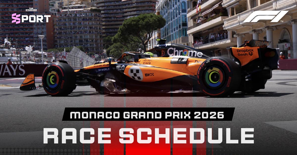 รถแข่ง Formula 1 กำลังวิ่งบนสนาม Circuit de Monaco