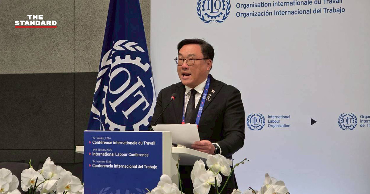 จุลพันธ์ อมรวิวัฒน์ รัฐมนตรีว่าการกระทรวงแรงงาน กล่าวถ้อยแถลงบนเวทีการประชุม ILO