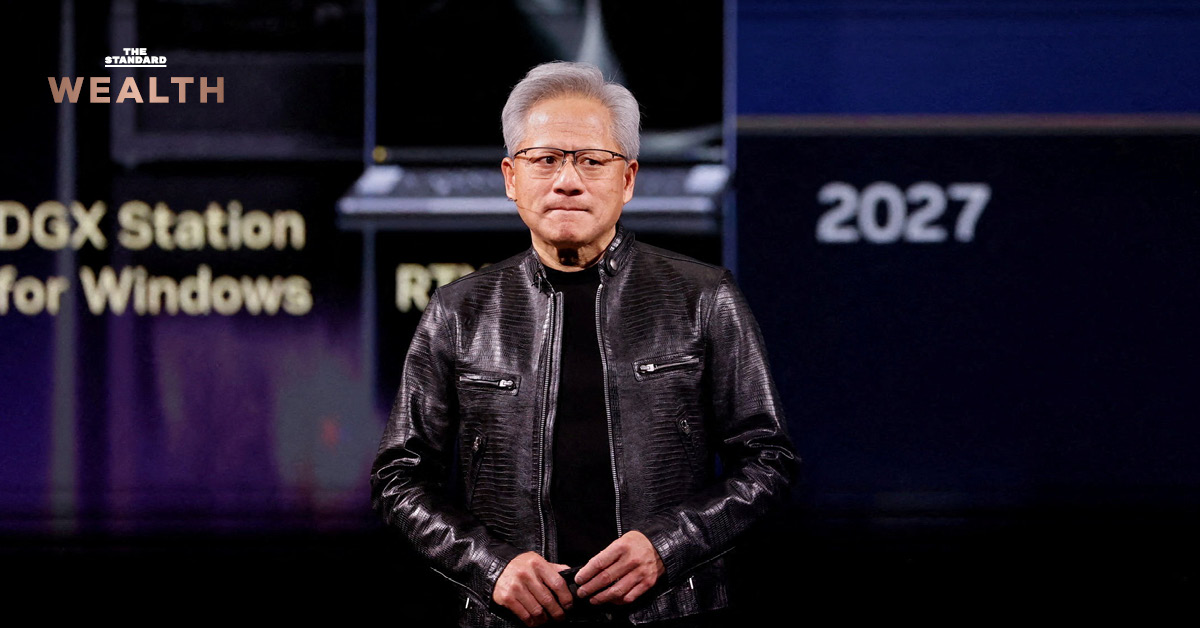 ภาพกราฟิกแสดงชิป AI ของ Nvidia พร้อมข้อความระบุการบุกตลาดพีซี ท้าชน Intel-AMD