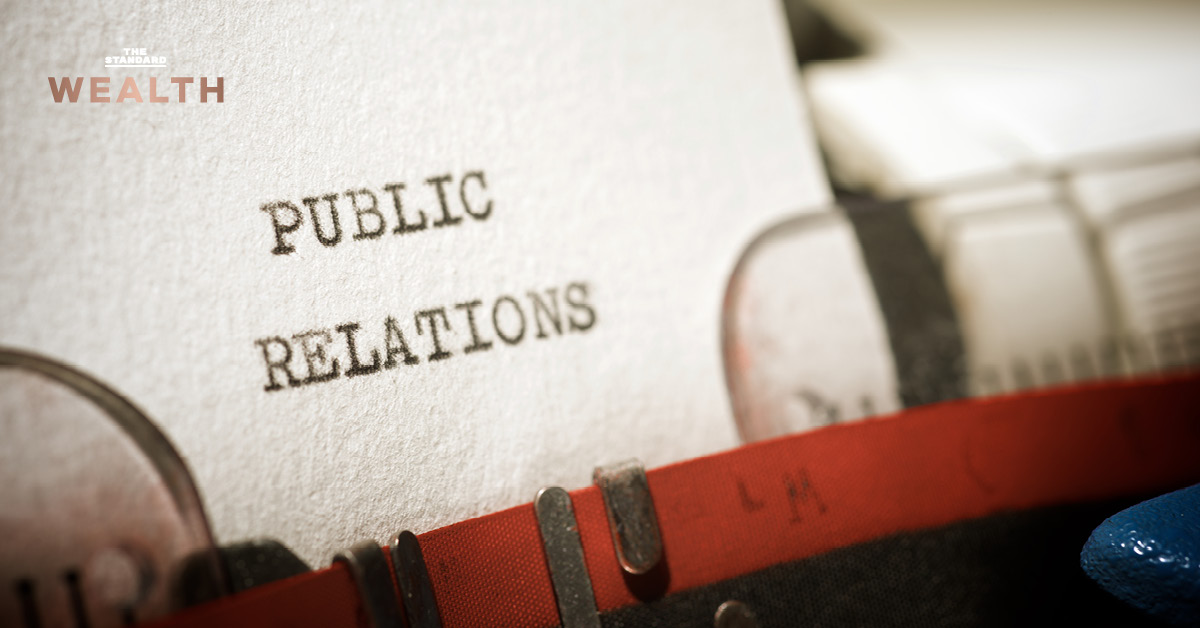 ภาพเครื่องพิมพ์ดีดพร้อมข้อความ Public Relations
