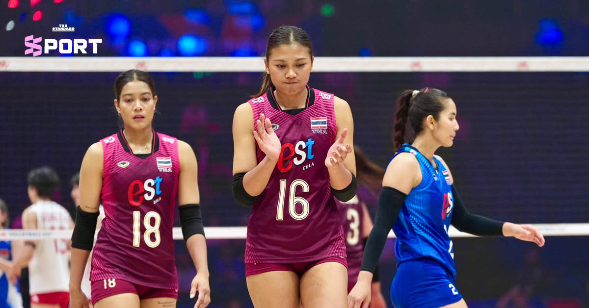 ภาพนักกีฬาวอลเลย์บอลหญิงทีมชาติไทยกำลังแข่งขันในรายการ VNL