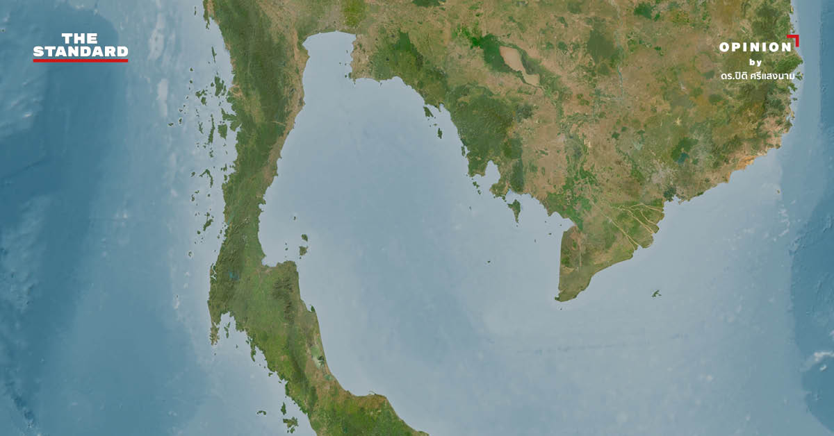 แผนที่อ่าวไทยแสดงพื้นที่อ้างสิทธิทับซ้อนทางทะเลระหว่างไทยและกัมพูชา