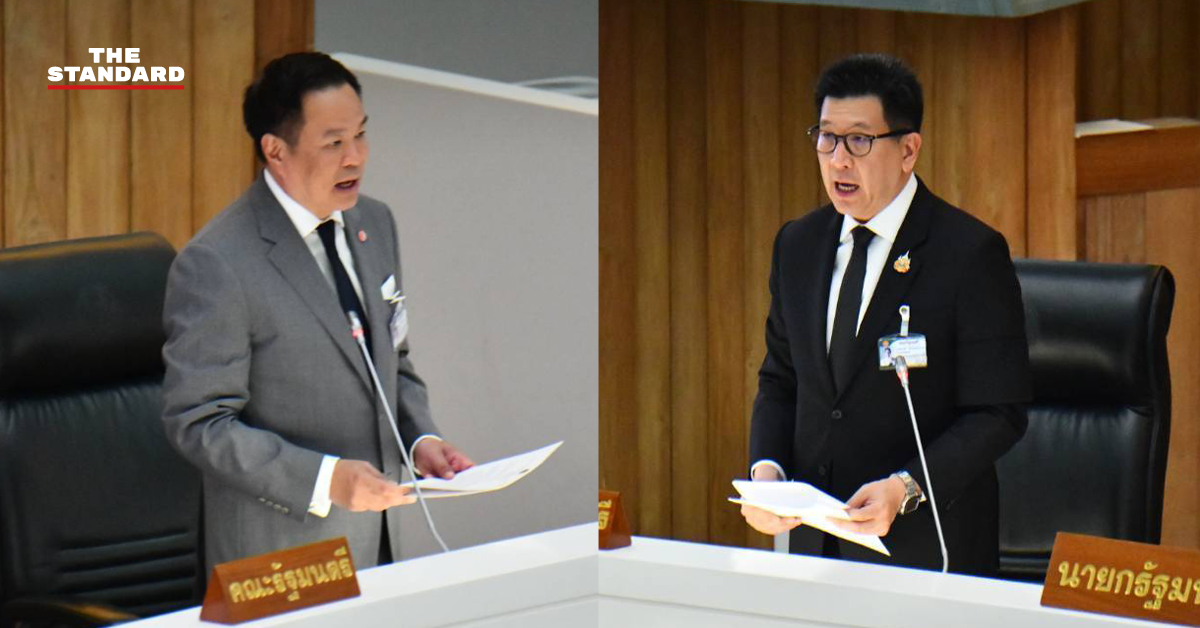 อนุทิน ชาญวีรกูล และ เอกนิติ นิติทัณฑ์ประภาศ แถลงต่อวุฒิสภา