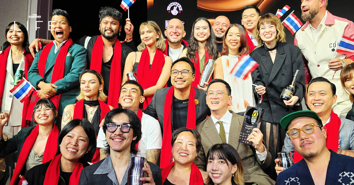 ภาพกราฟิกประกาศ 8 บาร์ไทยที่ได้รับรางวัล Asia’s 50 Best Bars 2026