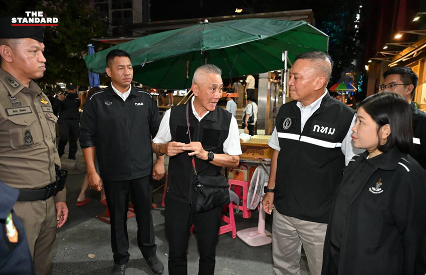เจ้าหน้าที่ กทม. นำโดย พล.ต.อ.อดิศร์ ตรวจสอบระบบความปลอดภัยภายในสถานบันเทิงย่านดินแดง 6