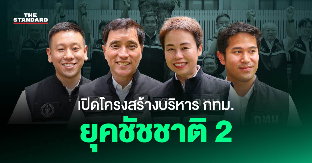 ภาพอินโฟกราฟิกโครงสร้างการบริหารงาน กทม. ยุคชัชชาติ สมัย 2 พร้อมแบ่งสายงาน 4 รองผู้ว่าฯ