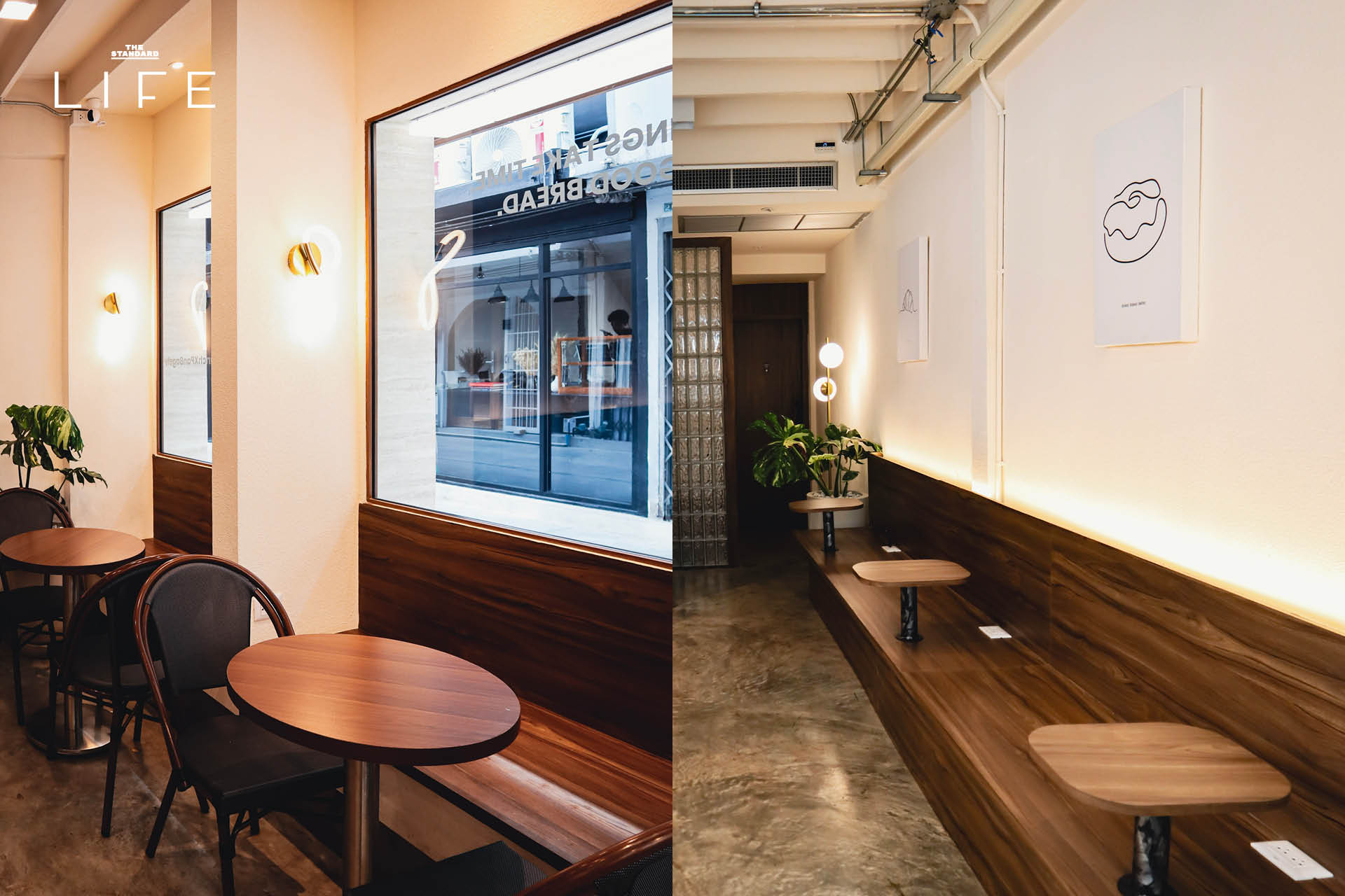 ภาพรวมของร้าน CRUNCH x Pan Bagels ที่ย่านสาทร แสดงขนมปังซาวโดวจ์และเบเกิล 9