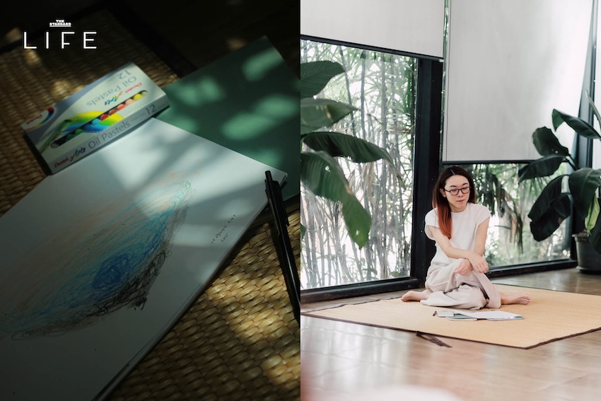 ผู้เข้าร่วมหลักสูตรวิชาใจเบากำลังทำกิจกรรมบำบัดในบรรยากาศธรรมชาติที่ Mata Pavilion จังหวัดเลย 5