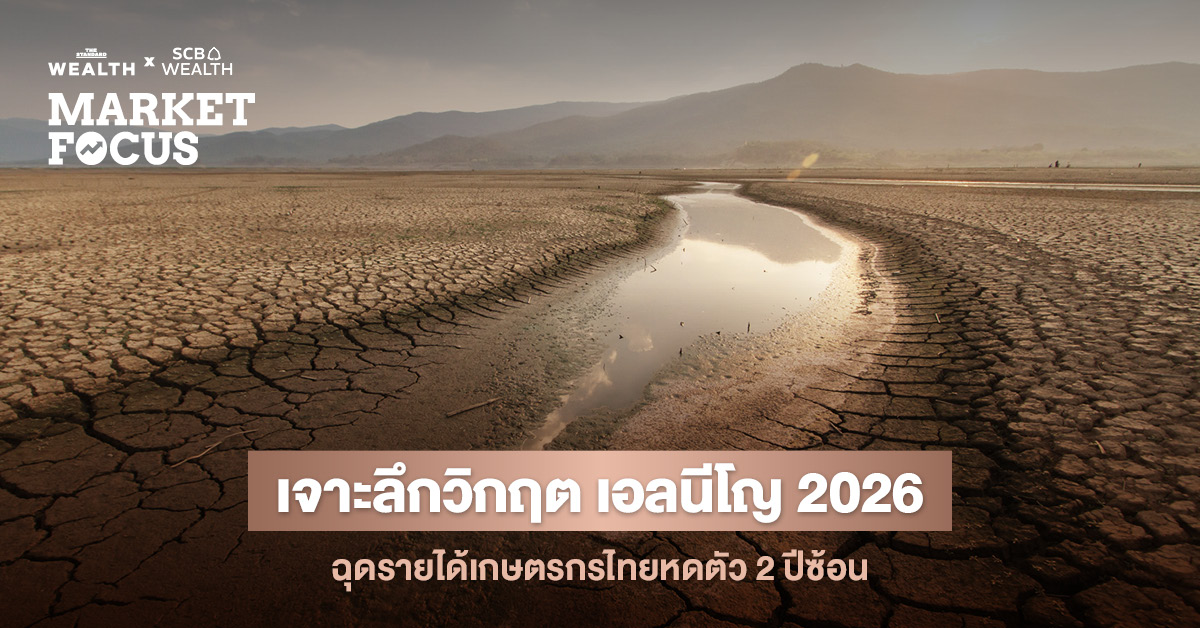 ภาพกราฟิกแสดงผลกระทบของปรากฏการณ์ El Niño ต่อรายได้เกษตรกรไทย