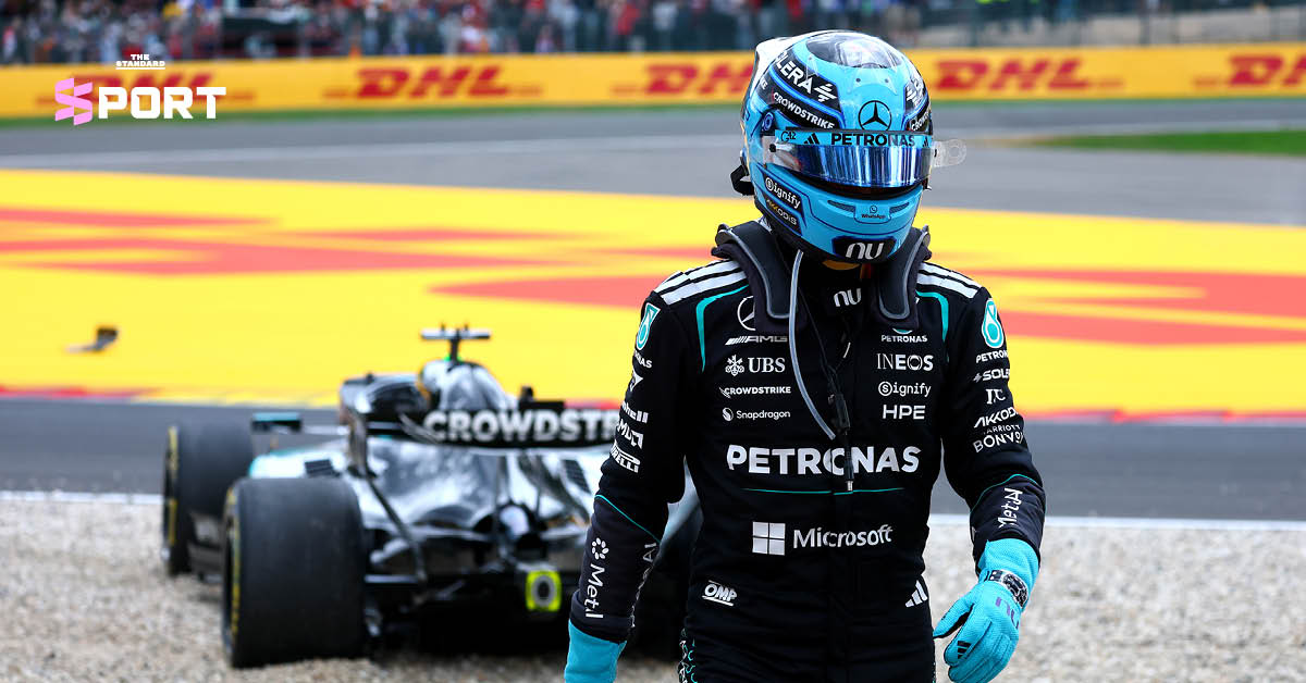 จอร์จ รัสเซลล์ นักแข่ง F1 ทีมเมอร์เซเดส กำลังขับรถแข่ง