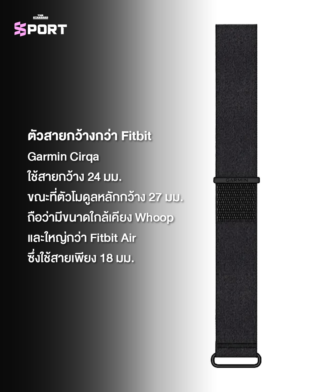 ภาพสายรัดสุขภาพ Garmin Cirqa สีดำพร้อมสายผ้า 2