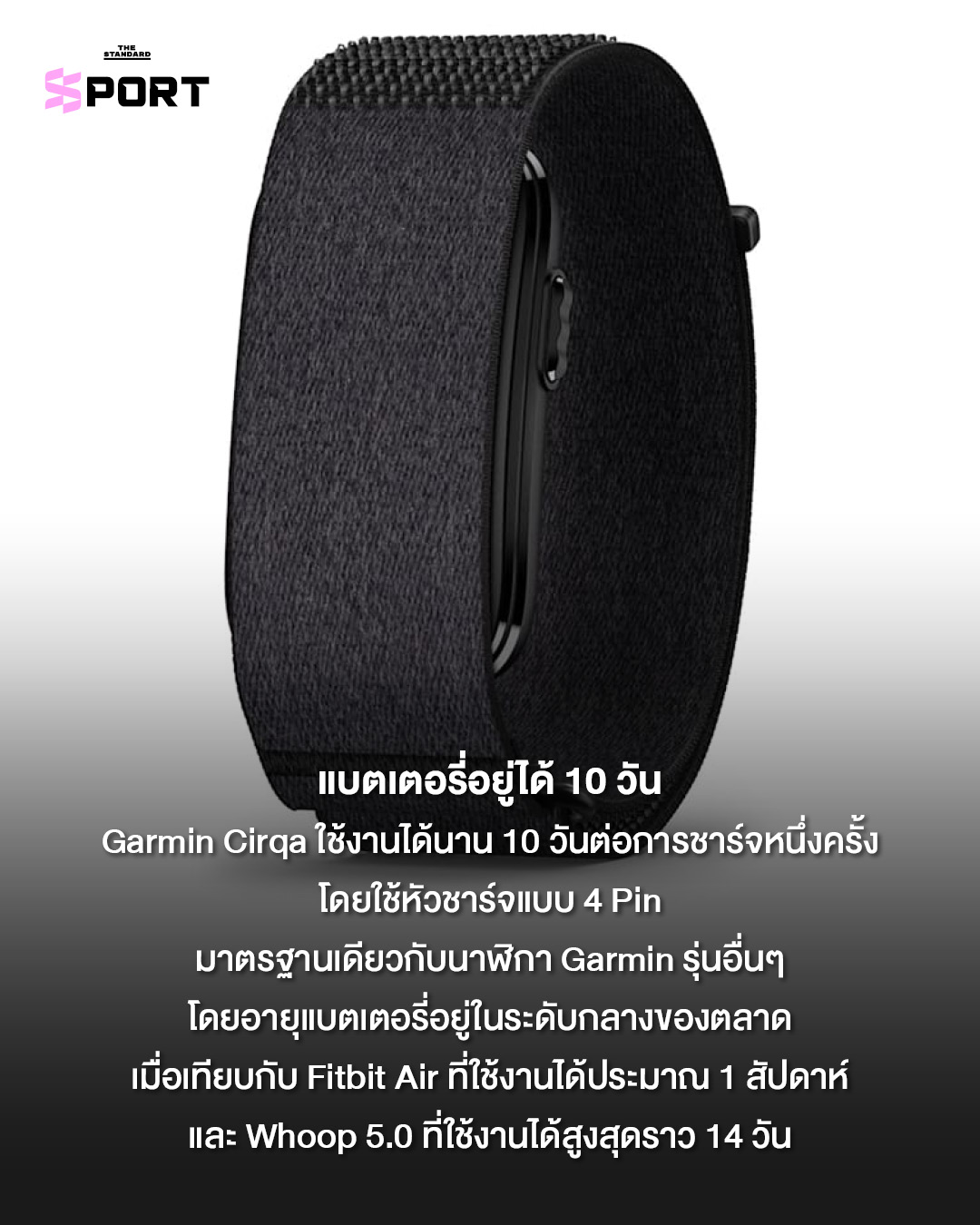 ภาพสายรัดสุขภาพ Garmin Cirqa สีดำพร้อมสายผ้า 5
