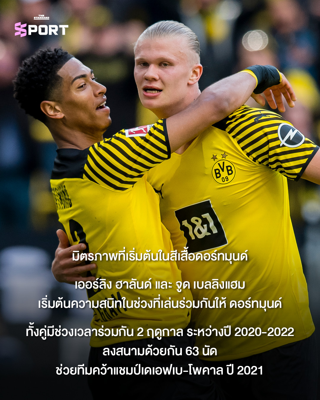 ภาพปกแสดงฮาลันด์ในชุดนอร์เวย์และเบลลิงแฮมในชุดอังกฤษ โดยมีภาพอดีตที่ทั้งคู่ฉลองชัยด้วยกันที่ดอร์ทมุนด์อยู่ตรงกลาง 1