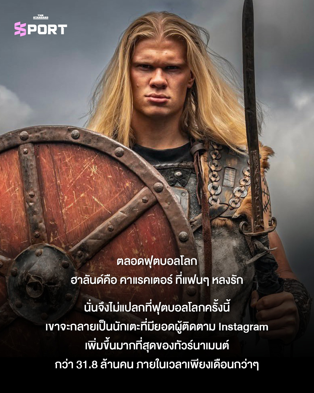 ภาพ เออร์ลิง ฮาลันด์ นักฟุตบอลกำลังยิ้มในชุดแข่ง 7