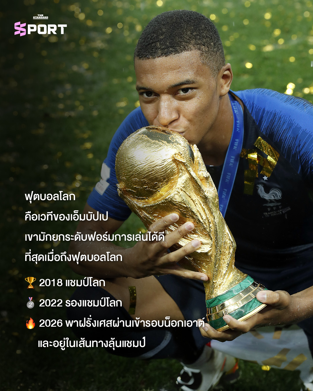 คีเลียน เอ็มบัปเป กองหน้าทีมชาติฝรั่งเศสกำลังฉลองประตู 2