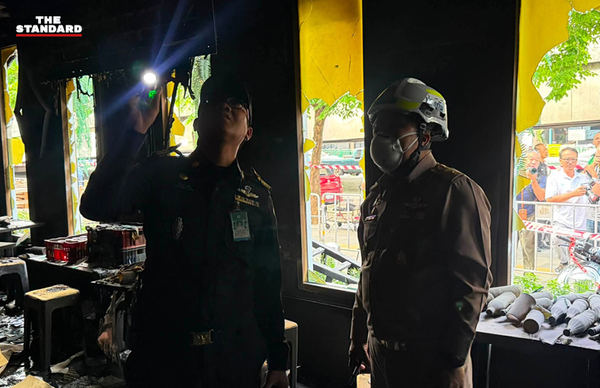 เจ้าหน้าที่ พฐ. และโยธาเขต ตรวจสอบซากอาคารโรงเบียร์ ณ ลาดพร้าว หลังเกิดเหตุเพลิงไหม้ 6