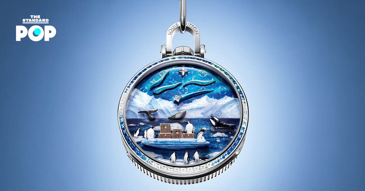 ภาพนาฬิกาพก Louis Vuitton รุ่น Escale en Alaska หน้าปัดรูปธารน้ำแข็งและสัตว์