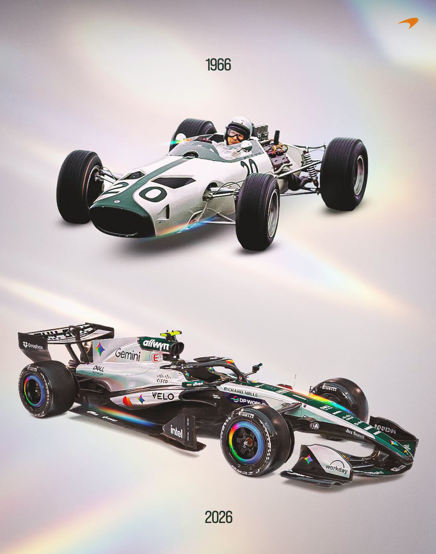 รถแข่ง McLaren MCL40 ลายพิเศษที่ได้รับแรงบันดาลใจจาก McLaren M2B 5