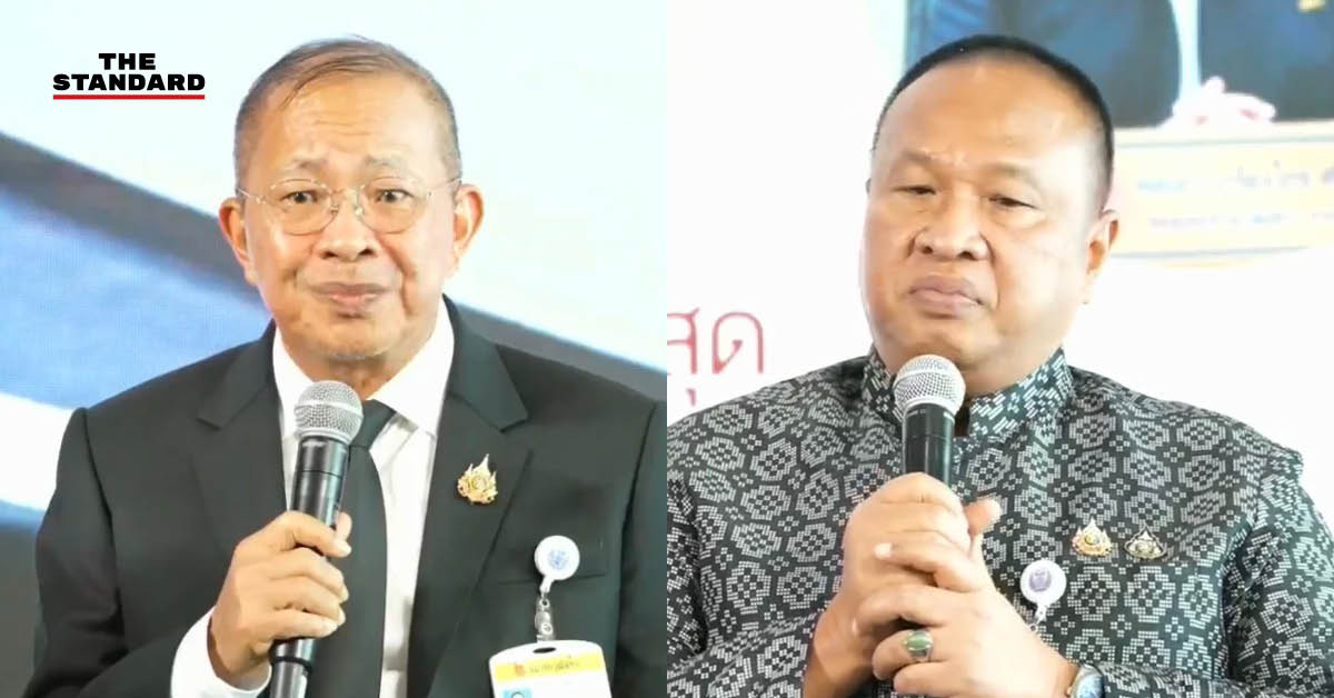 มงคล สุระสัจจะ ประธานวุฒิสภา และ พล.อ. เกรียงไกร ศรีรักษ์ รองประธานวุฒิสภา แถลงผลงาน 2 ปี